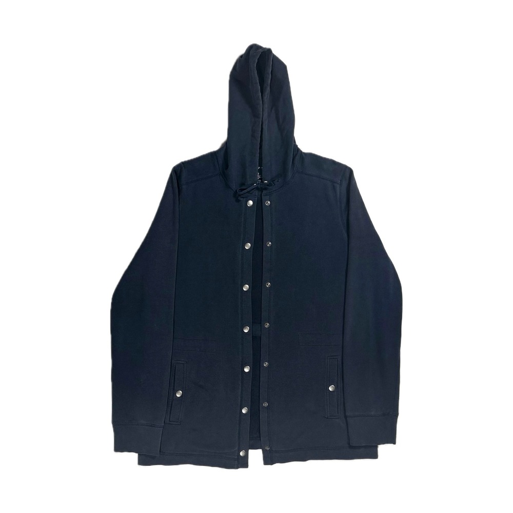 LL Bean navy blue snap up fleece hoodie sweatshirt womens medium